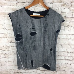 Zara Collection Distressed Holes Top Grunge Style